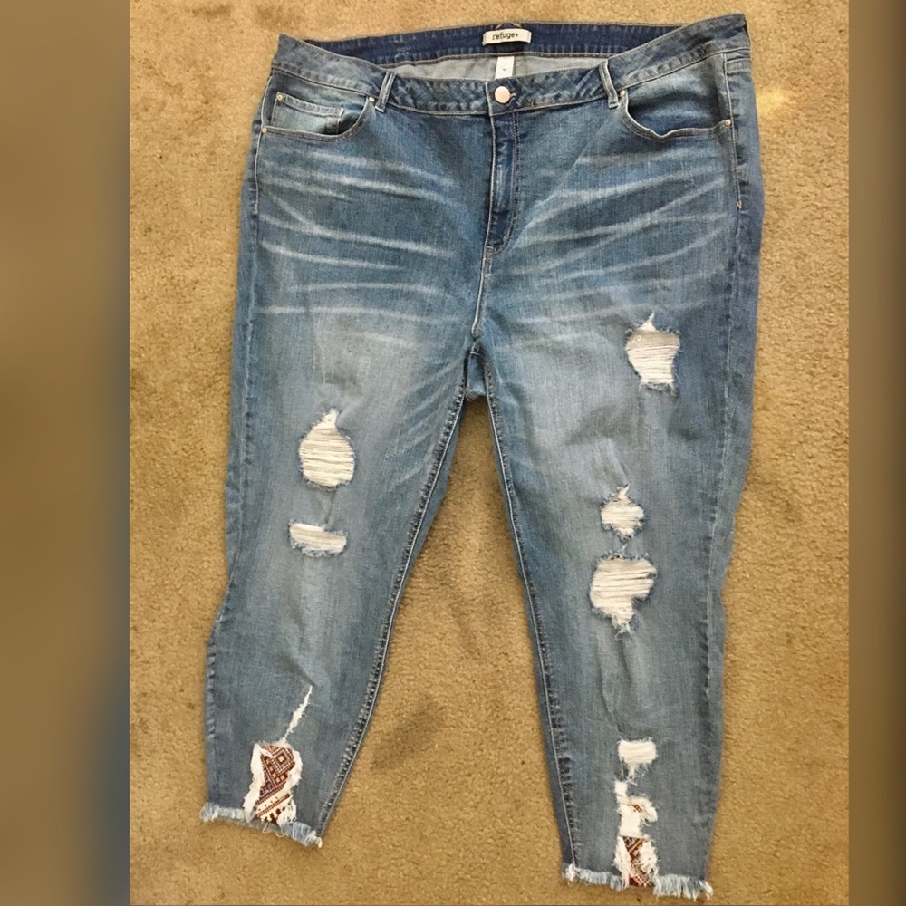 NEW PRICE DROP! Distressed Jeans With Patchwork